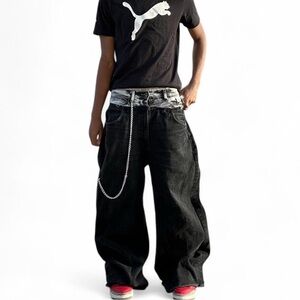 CUSTOM Baggy Double Waist Black and White Jeans